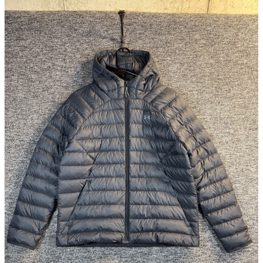 Under Armour Storm Hooded Puffer Jacket Black Mens Medium 1372648